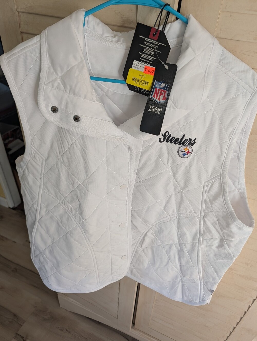 NWT Antigua Pittsburgh Steelers Nomad Quilted Vest White Size 2X